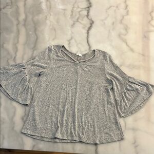 Caution To The Wind Gray Bell Sleeve Blouse